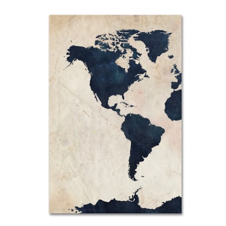 Michael Tompsett 'World Map - Navy' 2 Panel Art 1,16x24